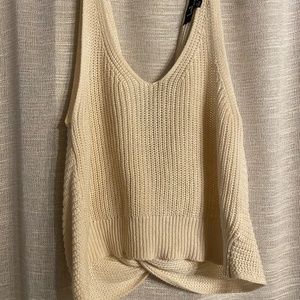 Lulu’s Cream Knit Twisted Back Crop Top